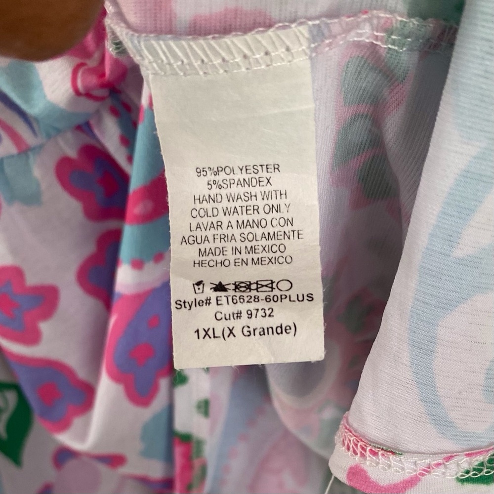Heimish Pink and Blue Ruffled Tiered Sleeveless Top Size 1X - Picture 6 of 7
